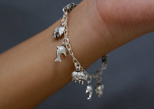 925 Silver Charms Kada Chain Bracelet