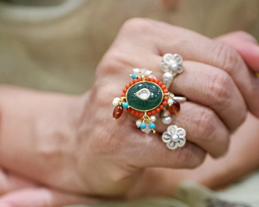 Bani Thani 925 Silver Ornate Charms Ring